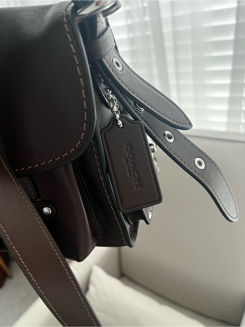 Coach Western Tabby Maple Dark Brown Leather Shoulder Bag with Silver 'C' - Picture 9 of 9